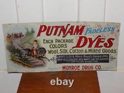 Vintage Putnam Fadeless Dyes Tin Advertising Sign