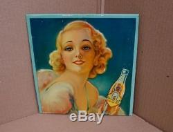 Vintage RARE Buffalo Rock Ginger Ale Soda Pop TOC Tin Over Cardboard Sign