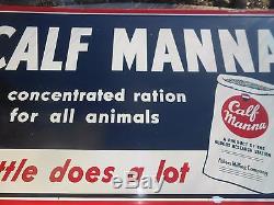 Vintage RARE CALF MANNA COW FEED Supplement Animal Farm Advertising Tin SIGN