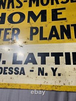 Vintage RARE Fairbanks-Morse Home Water Plant Odessa, NY Graphic Tin Tacker Sign