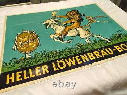 Vintage RARE Heller Lowenbrau Bock Beer Tin Sign Circa. 1950s Outanding Cond