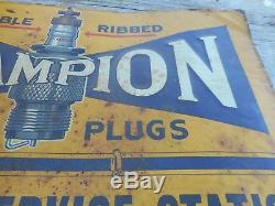 Vintage RARE Original CHAMPION SPARK PLUGS Tin Advertising SIGN ATHOL MA MASS