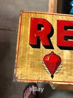 Vintage RED TOP BEER CINCINNATI Embossed Tin Not Porcelain sign circa 40's
