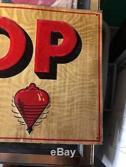Vintage RED TOP BEER CINCINNATI Embossed Tin Not Porcelain sign circa 40's