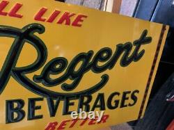 Vintage REGENT Beverages Tin 20 Embossed Advertising Sign Watch Video