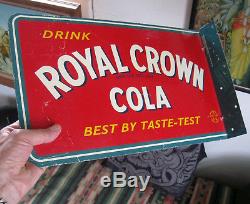 Vintage ROYAL CROWN COLA Soda Pop Tin Metal RC Flange Sign