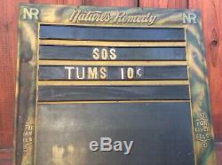 Vintage Rare 1920s Natures Remedy Tin Menu Board Advertising Sign HD Beach Co