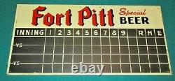 Vintage Rare 1949 Fort Pitt Beer Score Board Tin 2-sided Sign Football Baseball