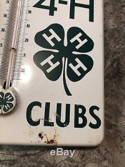 Vintage Rare 4-H Tin Sign Thermometer Best Better Metal Farm Feed Seed Animal