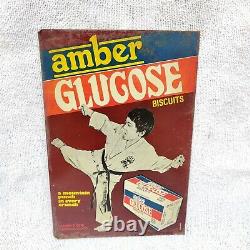 Vintage Rare Advertising Amber Glucose Biscuits Tin Sign Karate Kid Graphics