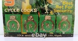 Vintage Rare Bonus Cycle Security Locks Advertisement Lithograph Tin Sign Board