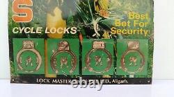 Vintage Rare Bonus Cycle Security Locks Advertisement Lithograph Tin Sign Board
