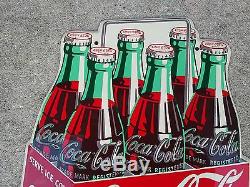 Vintage Rare Coca Cola Tin Diecut Sign Six Pack