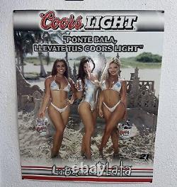 Vintage Rare Coors Light Sexy Models Girl Metal Beer Sign Bar Tin Espanol La