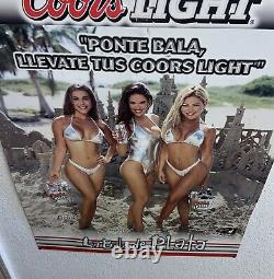 Vintage Rare Coors Light Sexy Models Girl Metal Beer Sign Bar Tin Espanol La