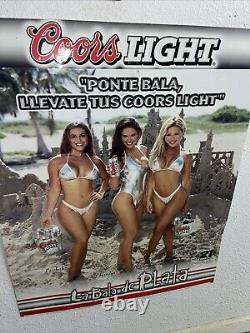 Vintage Rare Coors Light Sexy Models Girl Metal Beer Sign Bar Tin Espanol La