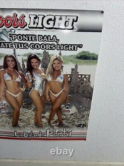 Vintage Rare Coors Light Sexy Models Girl Metal Beer Sign Bar Tin Espanol La