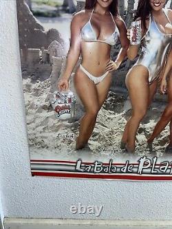 Vintage Rare Coors Light Sexy Models Girl Metal Beer Sign Bar Tin Espanol La