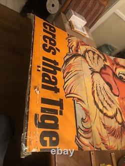 Vintage Rare Exxon gas oil Here's That Tiger Cardboard sign Huge Advertising
