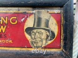 Vintage Rare Hand Crafted Passing Show Cigarettes Tin Sign Board Carving Framed