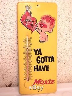 Vintage Rare Near Mint Moxie Black Eyed Boxer Soda Tin Thermometersignworks
