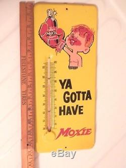 Vintage Rare Near Mint Moxie Black Eyed Boxer Soda Tin Thermometersignworks