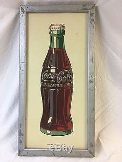 Vintage Rare Original Coca Cola Framed Tin Sign Advertisment Coke Bottle