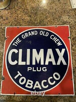Vintage Rare The Grand Old Chew Climax Plug Tobacco Porcelain Sign