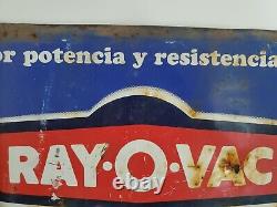 Vintage Rayovac Batteries Mexico Spanish Tin Sign 15x11