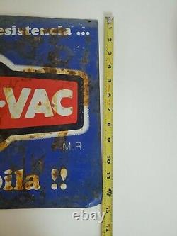 Vintage Rayovac Supercell Batteries Mexico Spanish Tin Sign 16x13 Inches
