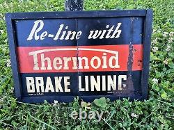 Vintage Re-Line With Thermoid Brake Lining Tin Signs Cut In Half Framed