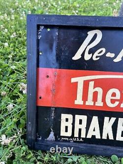 Vintage Re-Line With Thermoid Brake Lining Tin Signs Cut In Half Framed