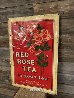 Vintage Red Rose Tea Sign Tin Sign Tea Advertising Red Rose