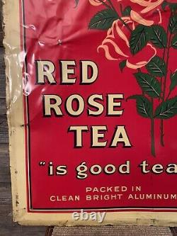 Vintage Red Rose Tea Sign Tin Sign Tea Advertising Red Rose