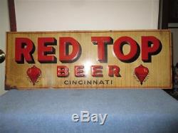 Vintage Red Top Beer Embossed Metal/tin Sign Cincinnati (27 1/2 X 9 3/4)