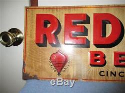 Vintage Red Top Beer Embossed Metal/tin Sign Cincinnati (27 1/2 X 9 3/4)