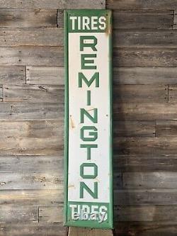 Vintage Remington Tires Advertising Sign Tin Embossed Tire Sign