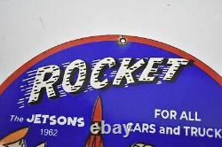 Vintage Rocket Motor Oil Round Tin Sign Wall Decor Cartoon TV Show Design 12