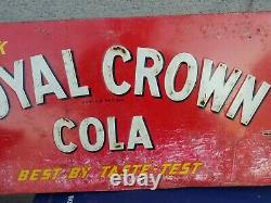 Vintage Royal Crown Cola Sign Tin Tacker Painted Steel