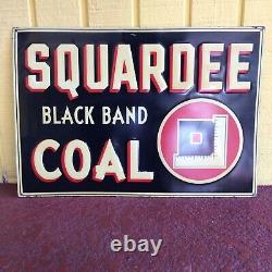 Vintage SQUAREDEE COAL TIN SIGN Black Band I Believe From Kentucky 13.5x19.5