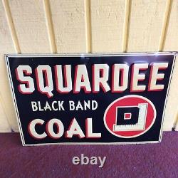 Vintage SQUAREDEE COAL TIN SIGN Black Band I Believe From Kentucky 13.5x19.5