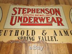 Vintage STEPHENSON Underwear SPRING VALLEY MN Clothing Tin Advertising Sign