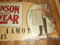 Vintage STEPHENSON Underwear SPRING VALLEY MN Clothing Tin Advertising Sign