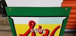 Vintage S&H Green Stamps Gas Station Tin Double sided Sign 29.5x20 D