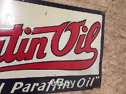 Vintage Satin Oil Tin Metal Sign Not Porcelain Gas Oil
