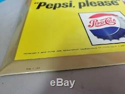 Vintage Say Pepsi Please Pepsi Cola Toc Tin Metal Advertising Soda Pop Sign