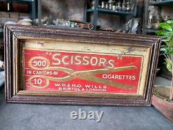 Vintage Scissors Cigarette Advertisement Tin Sign Board Framed Made In London