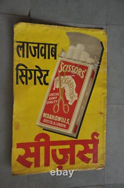 Vintage Scissors Cigarettes Ad Litho Tin Sign