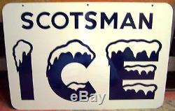 Vintage Scotsman Ice Double Sided Tin Sign With Hanging Bracket Unused