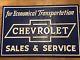 Vintage Sign Chevrolet Tin Double Sided 1930s Dealer 2' X 3' Authentic